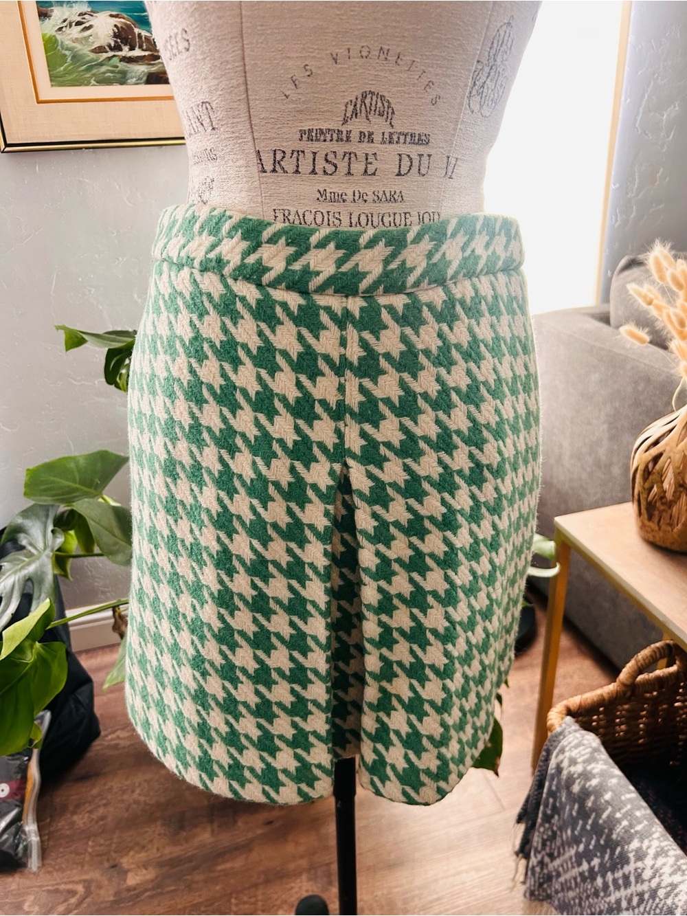 Paul and Joe for Target Green and Cream Houndstooth Mini Skirt